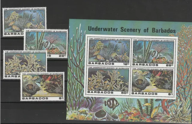 Barbados 1980 Fische Fish 4 V + Bf MNH MF54180