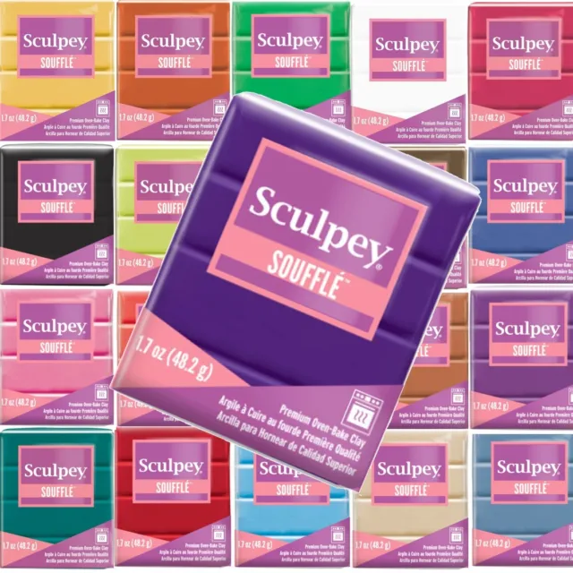 Sculpey Souffle Oven Bake Polymer Clay 48gm Blocks 24 Colors Modelling Bar Craft