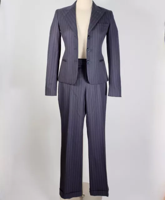 New Ralph Lauren Collection suit pant jacket navy pinstripe Black Label