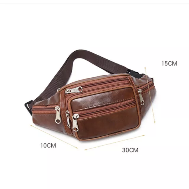 Men PU Leather Bum Bag Waist Fanny Pack Travel Wallet Money Belt Bumbag Pouch 3