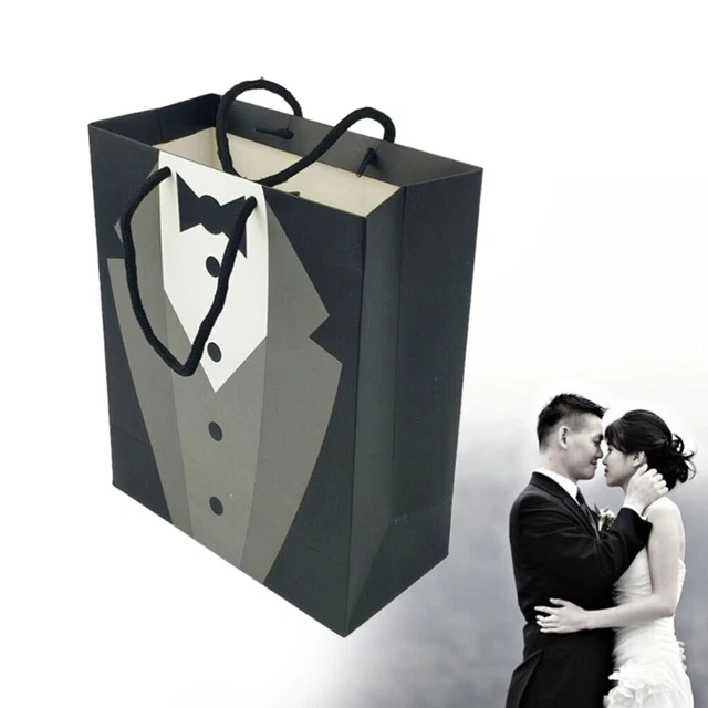 5 piezas Bolsas de esmoquin de novio Regalo Botella de papel Bolso de mano Bolsas envolventes de compras St