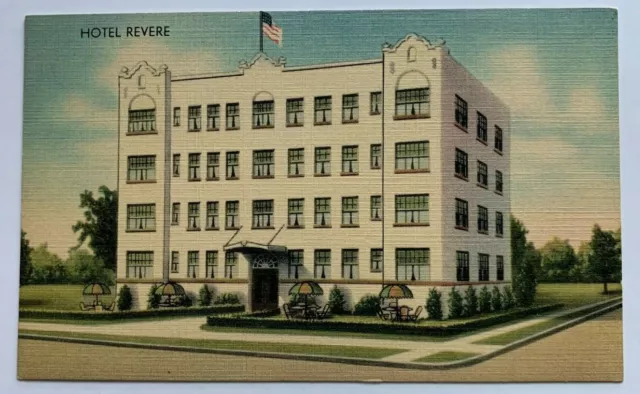 NJ Postcard Morristown Hotel Revere Community Place-South Street vintage linen