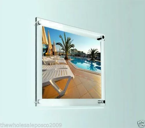 Photo Frame Clear Perspex Acrylic Wall Mount Poster Picture Holder Display