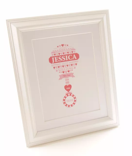 Framed Personalised Newborn Baby Name/ Birth Details A4/3 Print Gift for Nursery