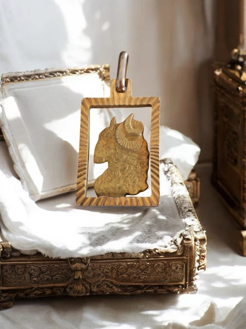 Collier Vintage - Pendentif Panthère/cougar - Or - Cabochon - Modèle Unique *3621 - Occasion