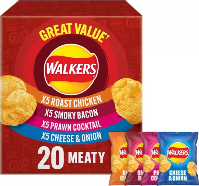 Meaty Variety Multipack Crisps Box 4 Different Flavors Great Value Pack 20x25 g