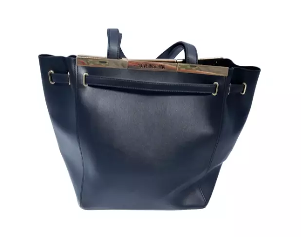 Love Moschino borsa a tracolla donna nera cravatta tote chiusura in metallo