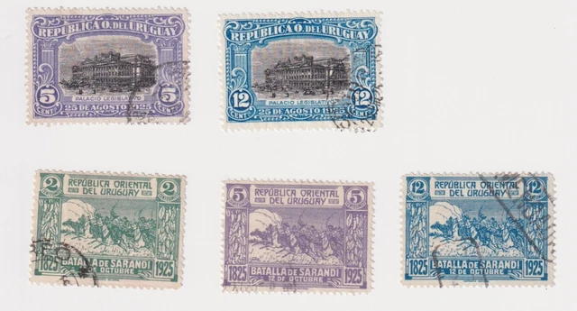 Uruguay, Mi 308-09 und 314-16, Parlamentsgebäude und Angriff der Kavallerie