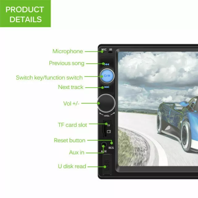 7inch HD 2Din Touch Screen Car Stereo MP5 Player Radio Android IOS USB/TF+Camera 3