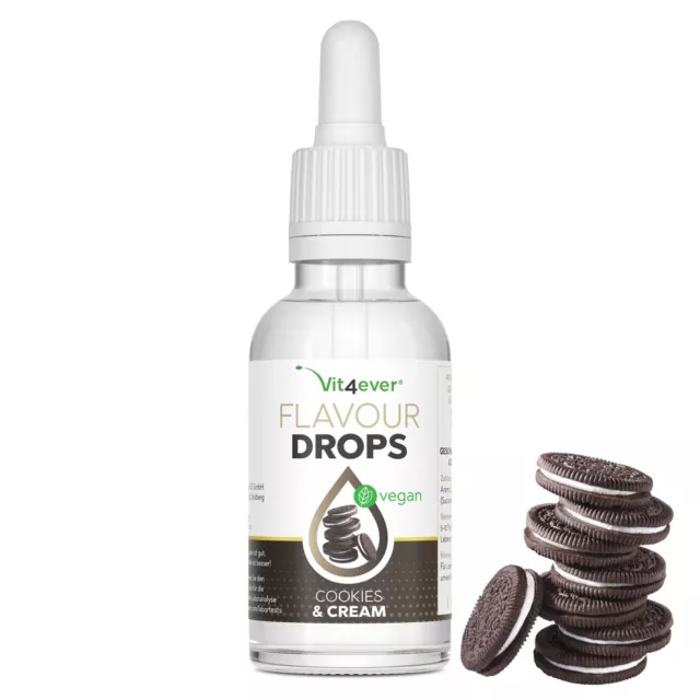 Flavour Drops - 50 ml / 100% vegan o. Kalorien - Aroma-Tropfen Cookies & Cream