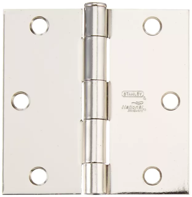 10PK Stanley National Hardware 512 Residential 3-1/2" Door Hinges Nickel Finish