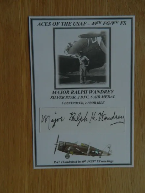 Aces of the USAF Bookplate signed Major Ralph Wandrey - Silver Star