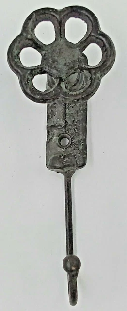 Rustic Wrought Iron Faucet Wall Hook Towel Coat Hanger 5.5x2" Gray Flower Shape