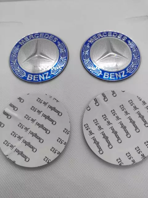 4 Stickers bleu Centre de Roue Moyeu wheel cap Mercedes 65mm 2