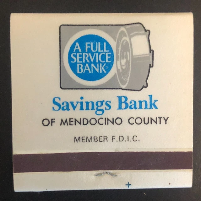SAVINGS BANK OF Mendocino County Full Matchbook c1975-1985 $6.99 - PicClick