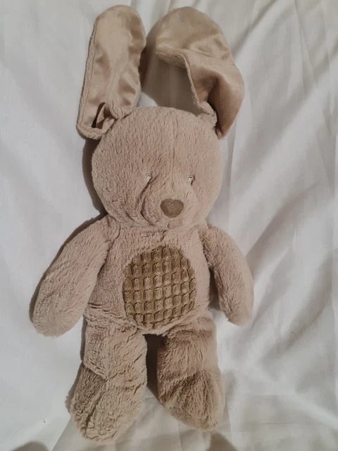 DOUDOU PELUCHE LAPIN TEX BABY NICOTOY TAUPE BEIGE MARRON  CLAIR 36 cm état neuf