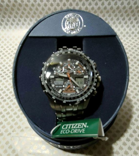 Orologio Da Uomo Citizen Promaster Sky Eco-Drive Cronografo In Acciaio Inossidabile Con Quadrante Blu Subacqueo At8300 58l 200m