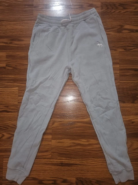Abercrombie Kids Sweatpants 15/16 Grey Joggers Moose Logo Drawstring