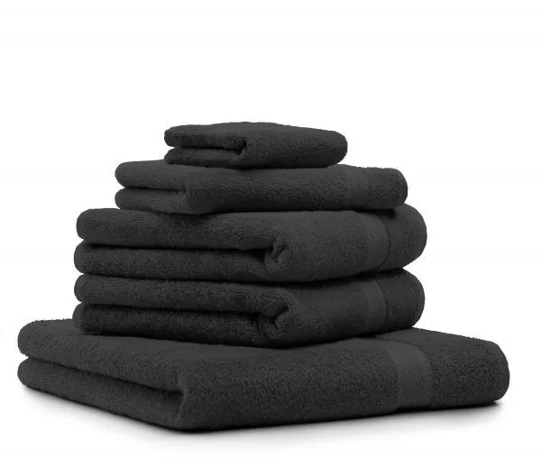 Betz Lot de 5 serviettes Premium couleur noir, 100% coton