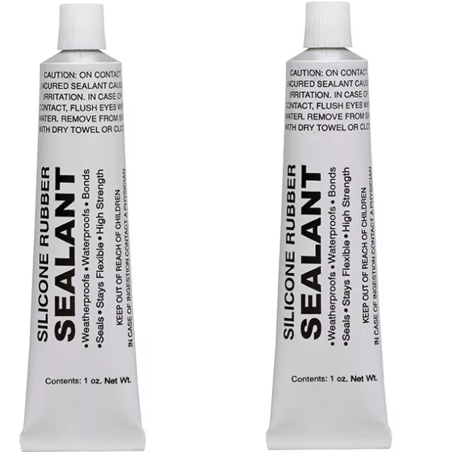 Clear Silicone Caulk Sealant Adhesive Aquarium Safe Waterproof Glue Repair 2 PK