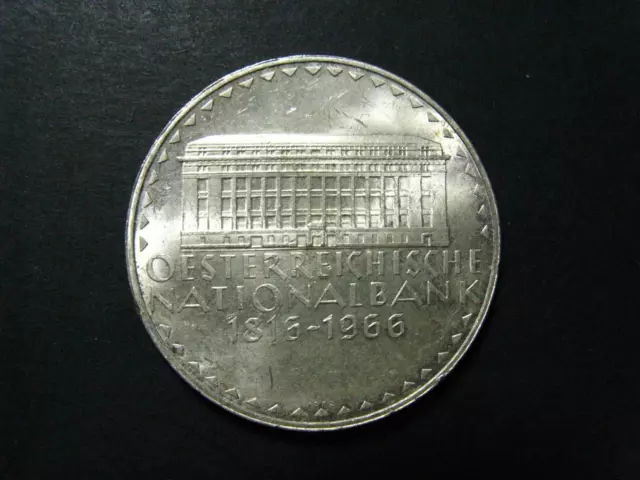 Austria 50 Schilling 90% Silver Coin - 1966 National Bank - aUNC