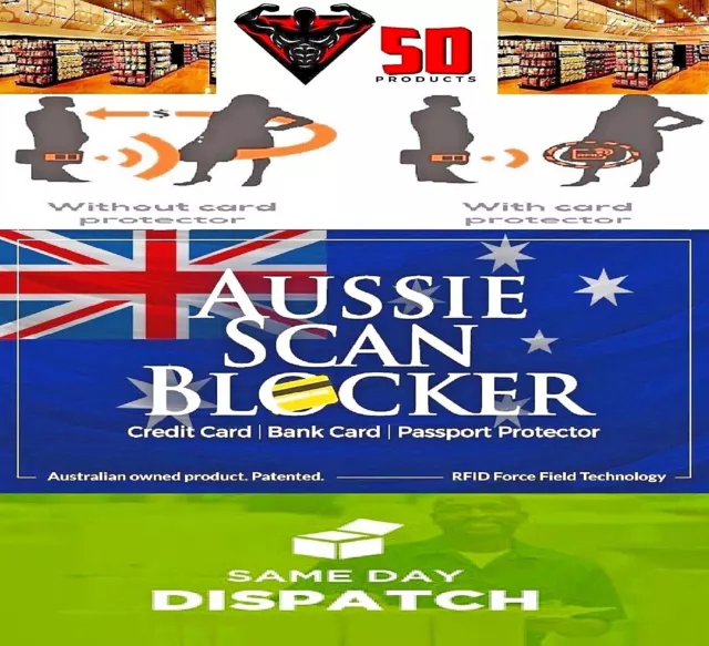 2 X RFID AUSSIE SCAN BLOCKER - Blocks skimming of your Credit & Debit Cards