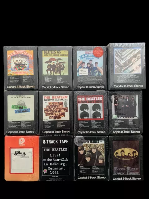 SEALED 8-track tapes by The Beatles, Abbey Road, A Hard Day's Night, Revolver