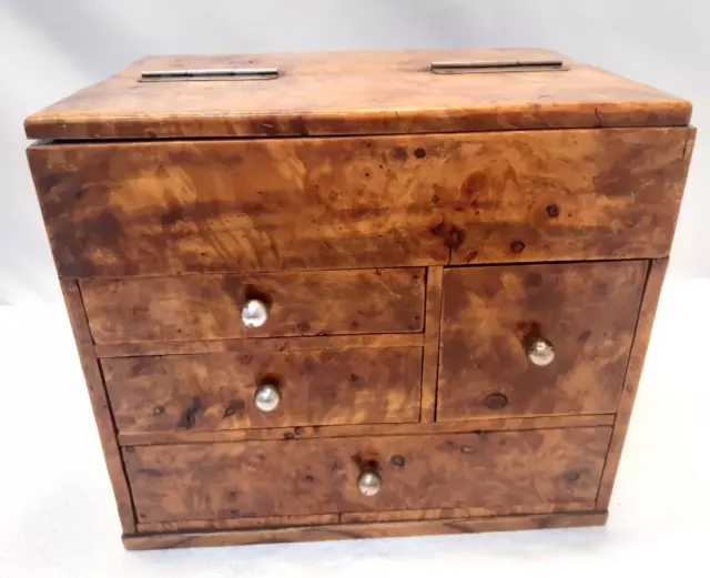 Vintage Keyaki and Kiri Wood Sewing Box Japanese Drawers C1930s #81 2