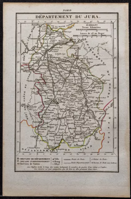 1823 - Département du Jura (France) - Carte ancienne - Gravure