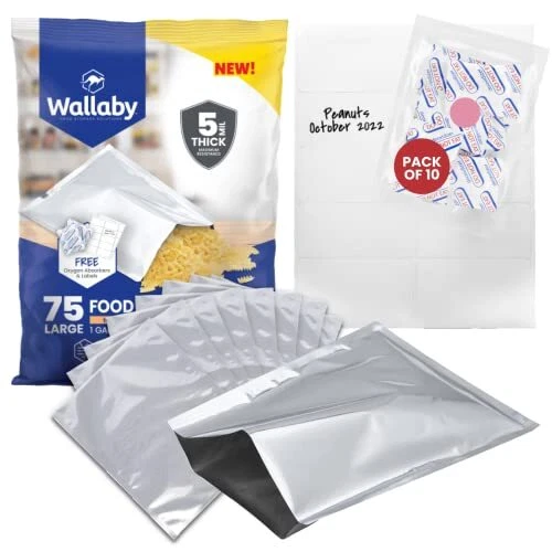 75x 1-Gallon Mylar Bag Bundle - (5 Mil - 10" x 14") Mylar Bags, 80x 400cc Oxy...