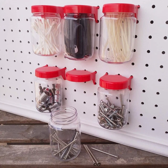 Tall Pegboard Accessories Organizer Storage Jars - Large Size 2 x 4 - Crush