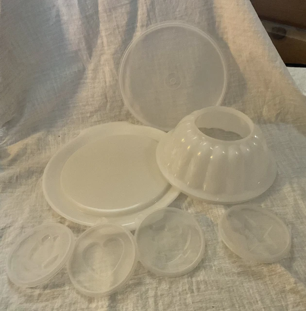 6 pièces Tupperware Jello Jel-n-Serve moule rond 616 avec 4 inserts et