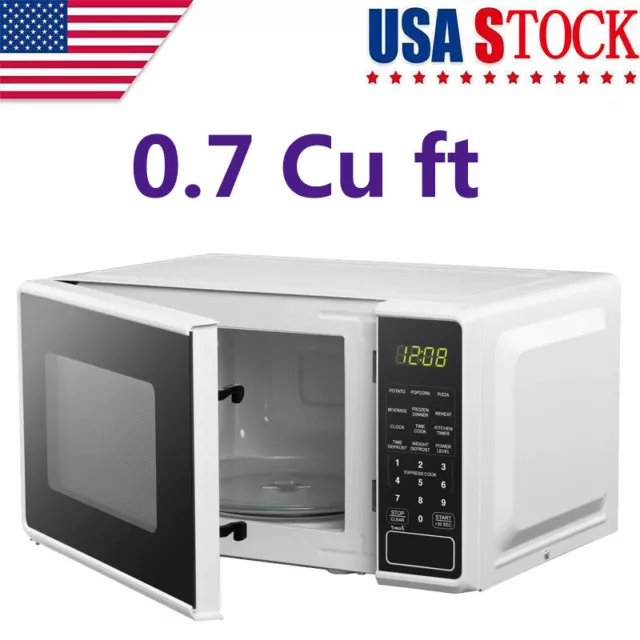 0.7 Cu ft Compact Countertop Microwave Oven 700 Watt Kitchen Compact White US