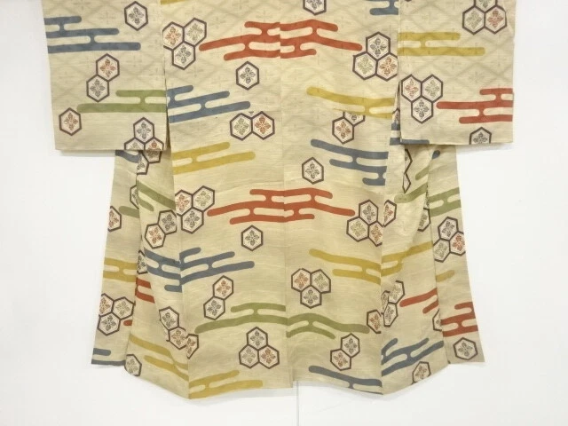 81444# Japanese Kimono / Antique Juban / Egasumi With Floral Kikko