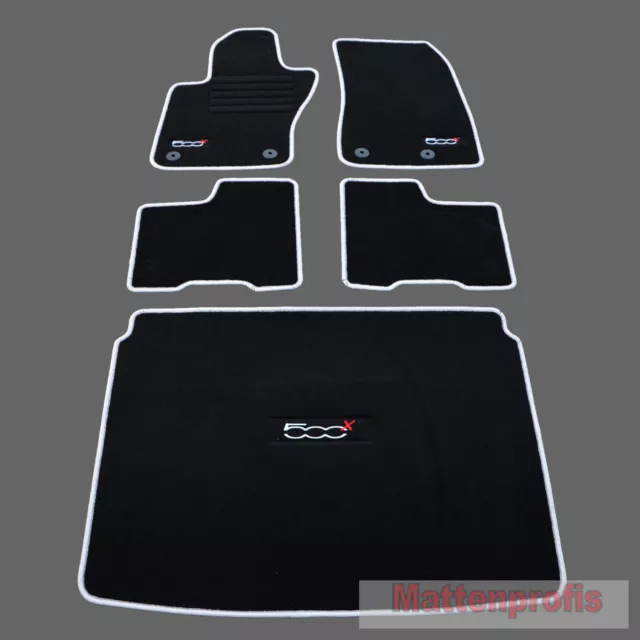 Mattenprofis Velours Fußmatten + Kofferraummatte SET für Fiat 500X ab Bj.2014 si