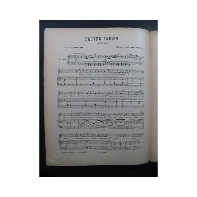 D'HACK Alfred Pauvre Jardin Piano Chant XIXe 3