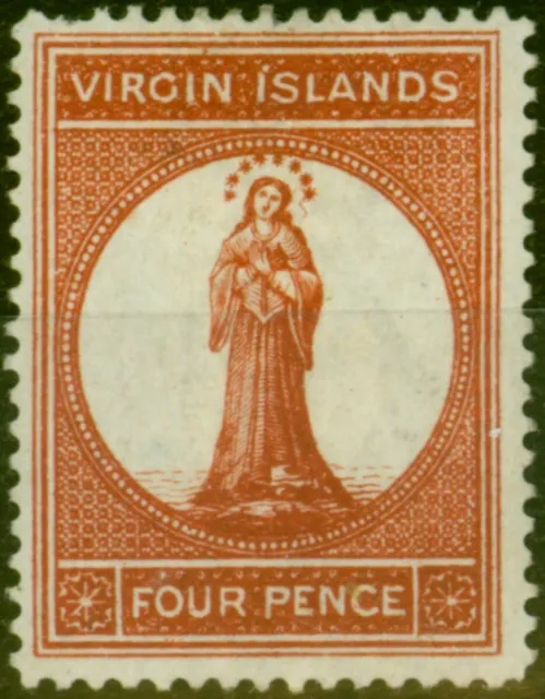 Virgin Islands 1887 4d Brown Red SG37 Thin mm - Variant 6