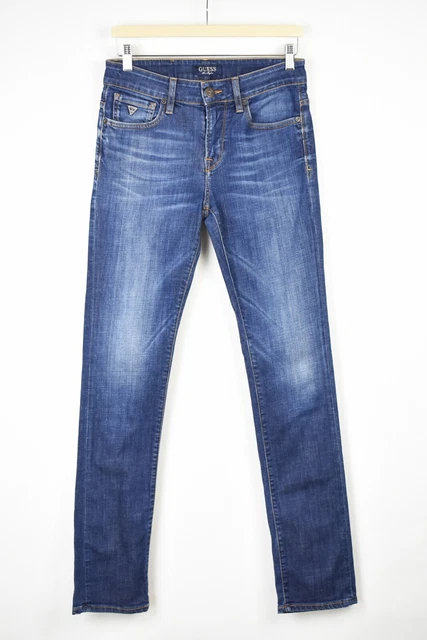 Guess Skinny Jeans Donna W29 Elasticizzato Zip Fly Sfumato Effetto Baffi