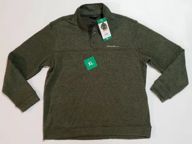Eddie Bauer Men’s Radiator Fleece Mock Pullover Snap Green Size XL, NWT