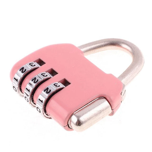Lucchetto bagagli combinato reimpostabile numero 3 cifre rosa V3S9