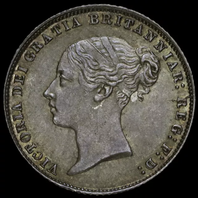 1859 Queen Victoria Young Head Silver Sixpence, Scarce, Choice Uncirculated