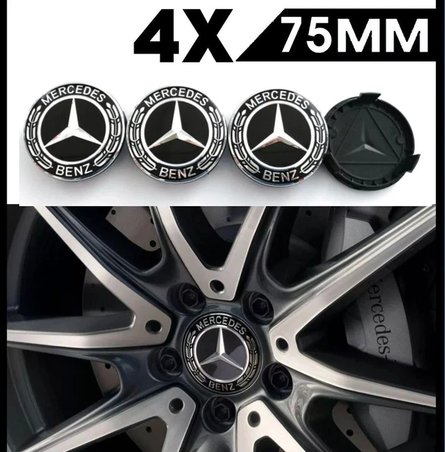 4 TAPPI COPRIMOZZO 75 MM PER MERCEDES BENZ CERCHI LEGA CLASSE A B