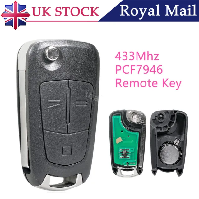 3 Button Flip Remote Key Fob For Vauxhall Opel Vectra C Signum 2002-2008 433mhz