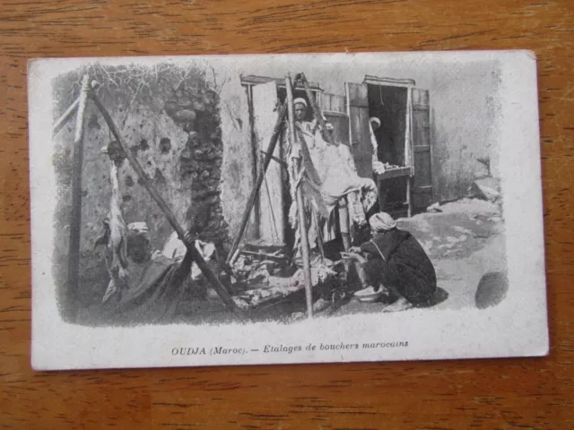Cpa Morocco Oudja Stallages Of Moroccan Butchers