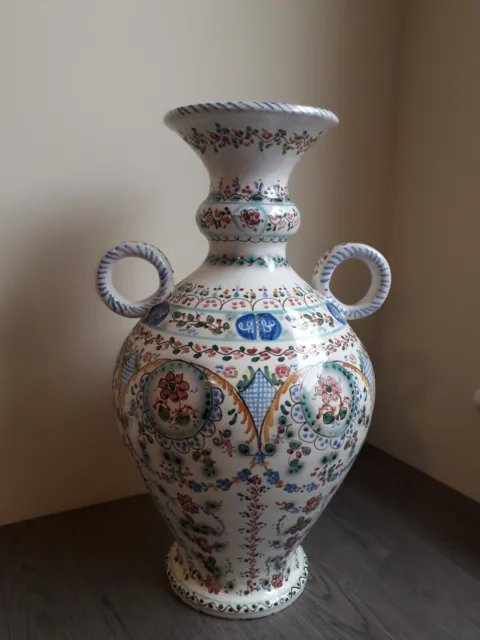 Large Handpainted Portugese Pottery Vase