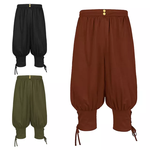 Mens Pirate Pants Viking Renaissance Costume Punk Bloomers Casual Trousers