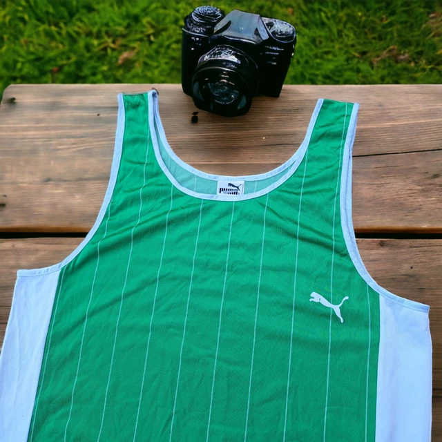 PUMA CANOTTA TANK top atletica leggera righe vintage 80S 1982