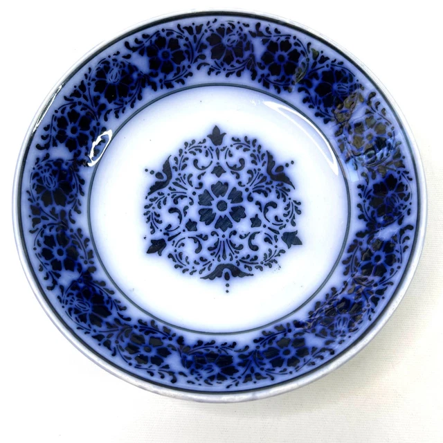 Opaque Luneville France Flow Blue Bowl 8.5" Antique