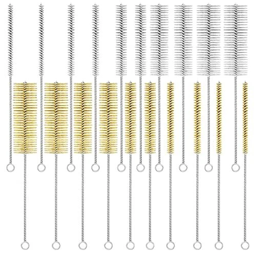 20 Pcs Tube Bottle Brush Kit Brass Stainless Steel Bristle Wire Brush for Cle...