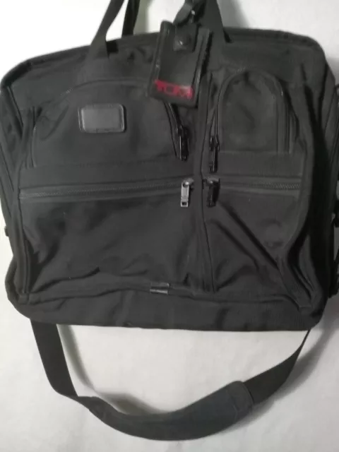 TUMI Alpha Black Nylon Ballistic Messenger Laptop Briefcase Bag 3 Compartments